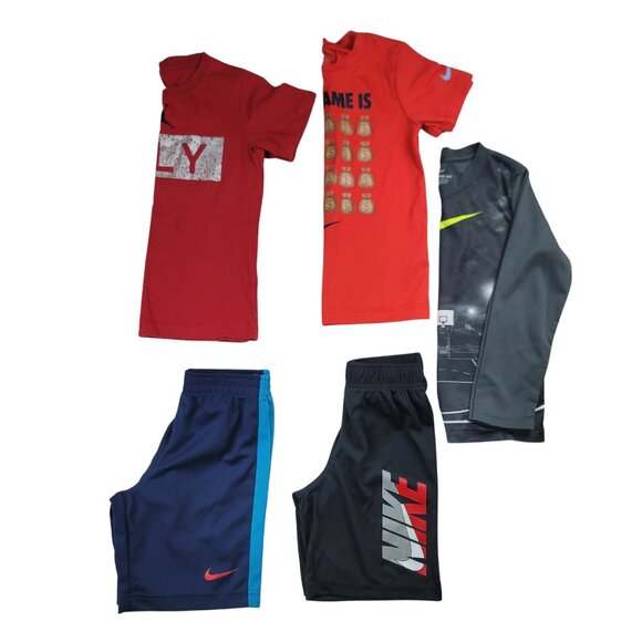 Nike Boys Size 7 Athletic Bundle Shorts, Tees & Long Sleeve Performance Shirt - Picture 1 of 14